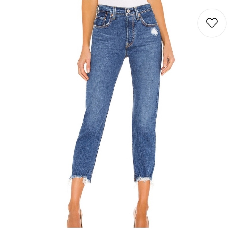 Levi's 501 Original Cropped Frayed Jeans, Medium Wash, Size 30